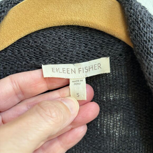 Eileen Fisher Organic Cotton Cardigan Sweater Womens Small Gray Open Front Knit - Picture 3 of 7